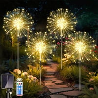 Dekofun Napelemes Kerti Lámpa Szett - 4db 120 LED Pitypang Fényeffekt, 8 Üzemmód, Távirányítóval, Vízálló Kültéri Világítás Erkélyre, Terasz 1
