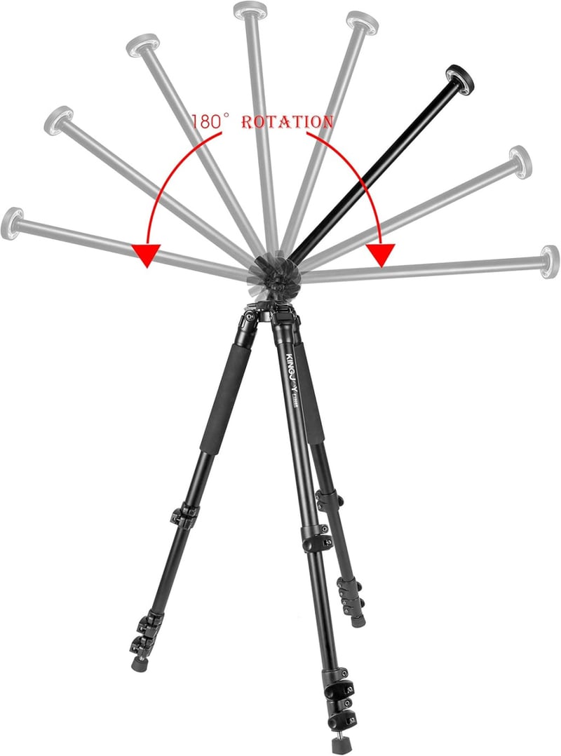 KINGJOY F1008R Professzionális Állvány - Forgatható és Dönthető Középoszlop Étel- és Termékfotózáshoz - Fekete Tripod Fotósoknak
