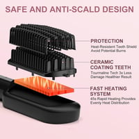 SWORCHI Hajegyenesítő Kefe LED Kijelzővel - 2 az 1-ben Kerámia Fűtésű Hajformázó 25mp Gyors Melegedéssel, Égésgátló, 100-230°C Állítható, Ró 3