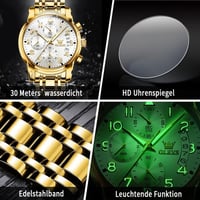 OLEVS Arany Férfi Karóra - Vízálló, Dátumkijelzős, 42mm Acél 6