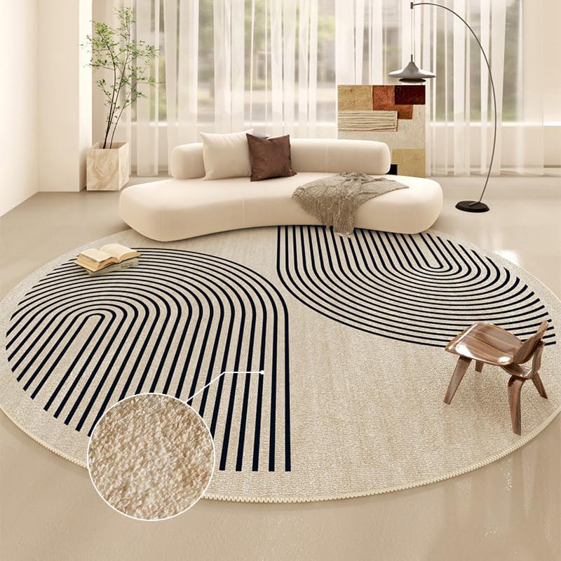 Puha, kerek, geometrikus mintás krém szőnyeg 160cm - Tospass