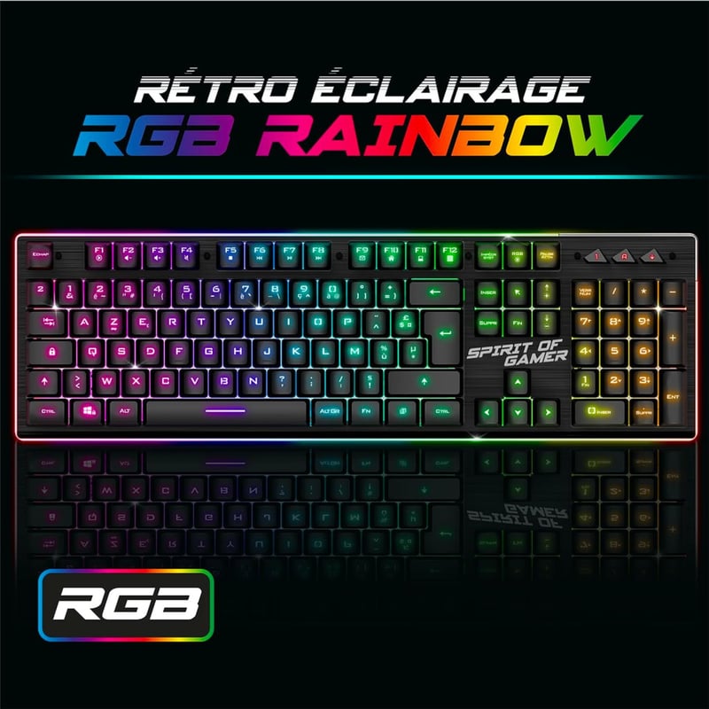 SPIRIT OF GAMER Ultimate 600 RGB vezeték nélküli gamer billentyűzet és egér szett - félmechanikus, 120 órás üzemidő, PC/PS4/PS5/Xbox kompati