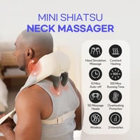 HuBDIC Mini Shiatsu Nyakmasszírozó - Vezeték Nélküli Melegítő Funkcióval, 3D Mély Szöveti Masszázs, Hordozható Váll- és Hátmasszírozó, Elefá 2
