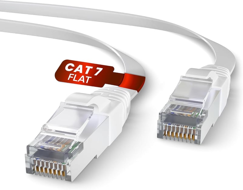 Mr. Tronic 15m-es Cat7 Ethernet kábel, lapos, réz, RJ45, 10 Gbps, fehér