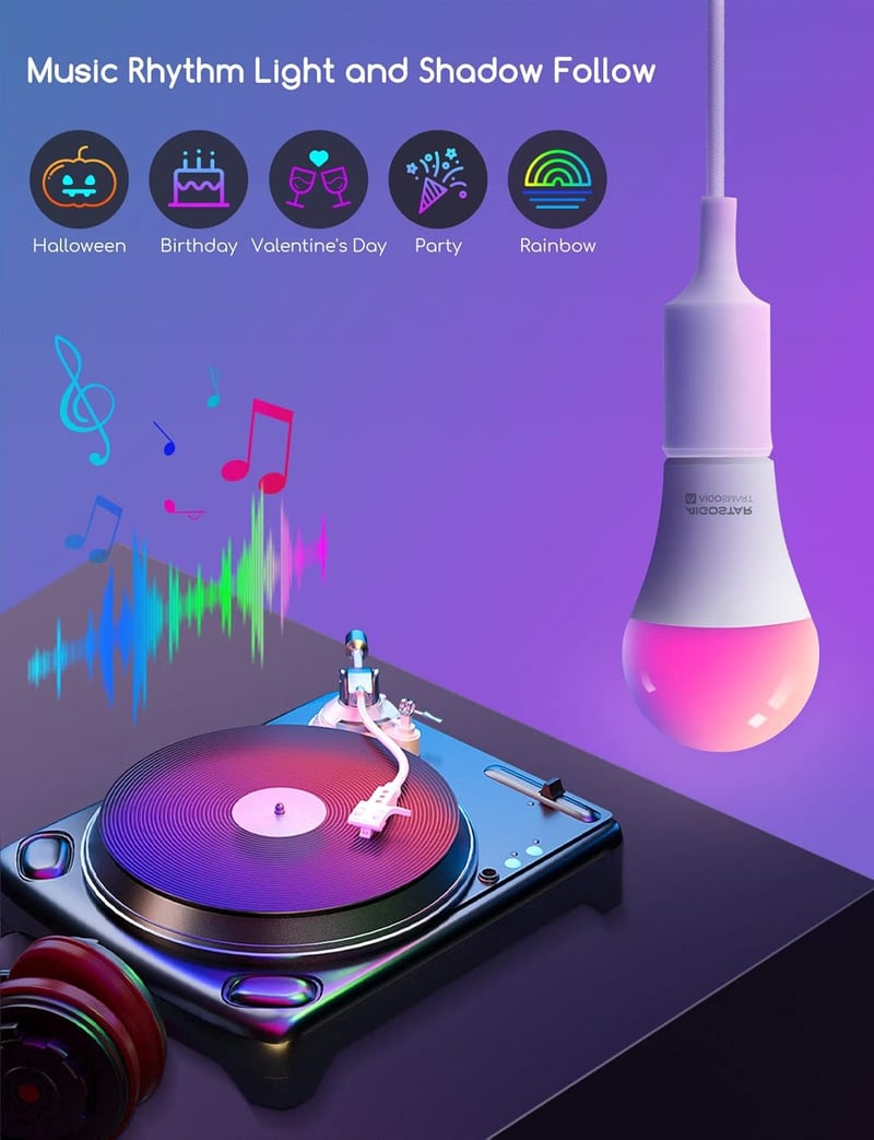 Aigostar Alexa WiFi okosizzó E27 15W RGB, Alexa/Google Home kompatibilis, 4 db
