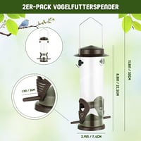 Urban Deco Madáretető 2 Nyílással - 21,5 cm Átlátszó Csöves Fém Madárház Kertbe, Időjárásálló, Napraforgómaghoz és Madáreleséghez (Kávébarna 5