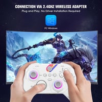 Reddening Vezeték Nélküli Kontroller Windows PC-hez, Gamepad TURBO/Hall-Trigger/RGB Világítási Módokkal, 3.5mm Audioporttal, Beépített Akkum 3
