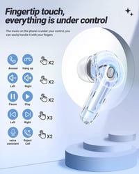 ACEFAST T8 Bluetooth fülhallgató, 30 órás üzemidő, zajszűrés, átlátszó LED kijelző, jégkék 6