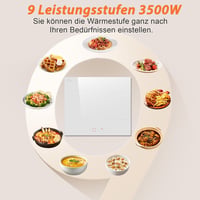 DELITEER Indukciós Főzőlap 4 Zónával, 59 cm Beépíthető, Fehér Kerámiaüveg, 3500W, 9 Teljesítményszint, Gyerekzár, Érintőgombos Vezérlés, 230 6