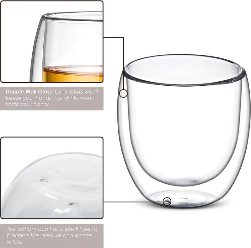 Bodum Duplafalú Latte Macchiato Üvegpohár Szett 4db 250ml - Újracsomagolt