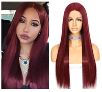 Sapphirewigs Bordó Hosszú Egyenes Paróka Nőknek - 60cm, Hőálló Szintetikus 1