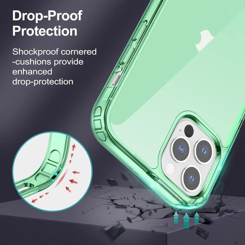 Apple iPhone 12 Pro Max Zöld Áttetsző Szilikon Tok Beépített Állvánnyal