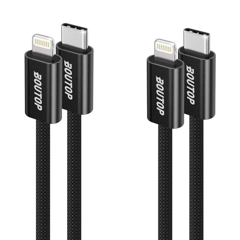 Apple Lightning gyorstöltő kábel 2db, fekete nylon, MFi tanúsított