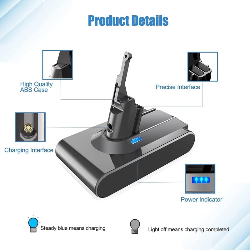 Dyson V8 porszívó 6000mAh-s utángyártott akkumulátor + 2 szűrő
