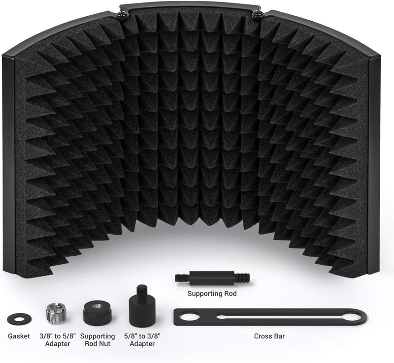 TONOR Mikrofon Pop Filter Hangszigetelő Panellel - Állítható Hangrögzítő Szélvédő