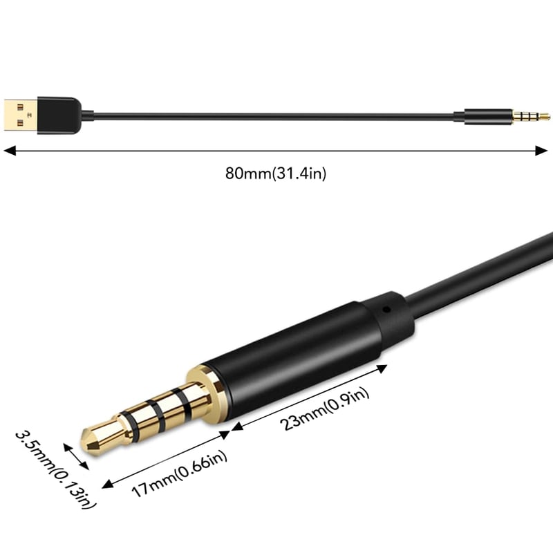 AGPTEK USB-s adatkábel MP3/MP4 lejátszókhoz, fekete, 3,5 mm jack