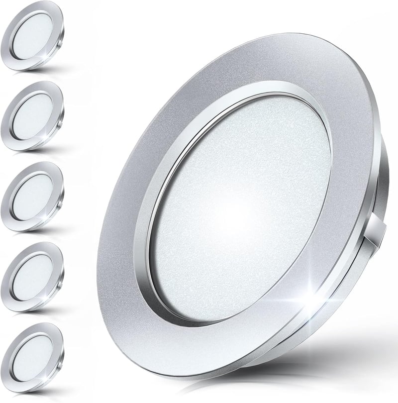 Jeloyutek 12V-os LED süllyesztett spotlámpa, 3W, 4000K, dimmerelhető, lakókocsihoz, 60-65mm, 6db