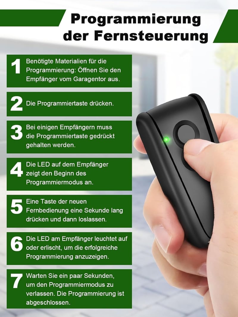 Wvoillty 433.92 MHz Távirányító Garázskapunyitóhoz - 2 Csatornás Kézi Adó Ecostar RSC2, RSE2, RSZ1, Liftronic 500, 700, 800 Modellekhez, Ele