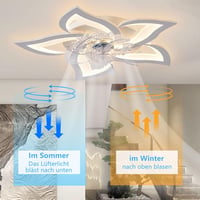 MiiR LED Mennyezeti Ventilátor Világítással - 69 cm Virág Alakú Lámpa, 5 Fényforrás, Távirányítóval és Applikációval, Fényerőszabályozható,  3