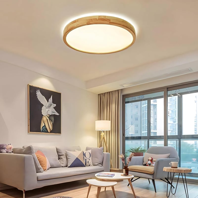 WayLuoung Fa LED Mennyezeti Lámpa 60cm - Szabályozható 3000-6000K 48W Kerek Világítás Távirányítóval - Nappali, Hálószoba, Gyerekszoba, Kony