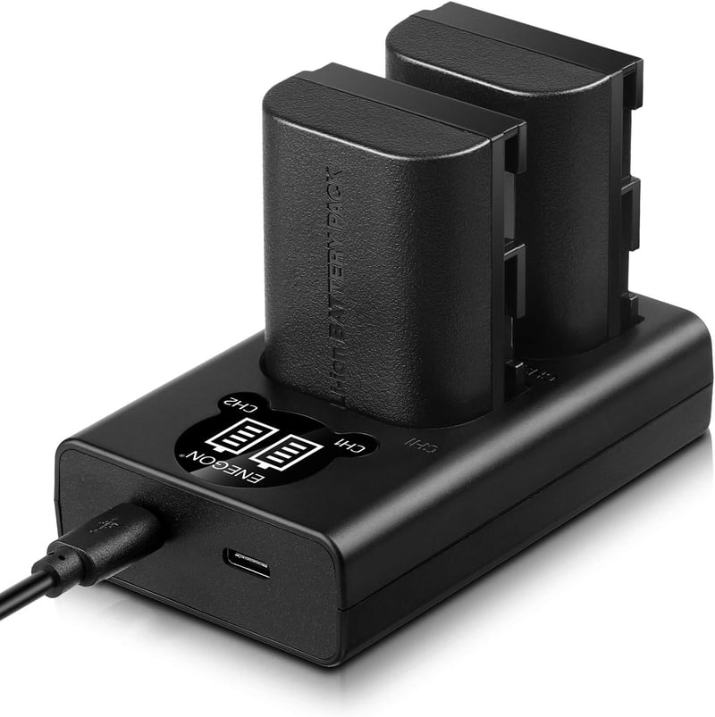 Canon LP-E6 akkumulátor szett: 2db ENEGON pótakku és LED USB töltő EOS kamerákhoz