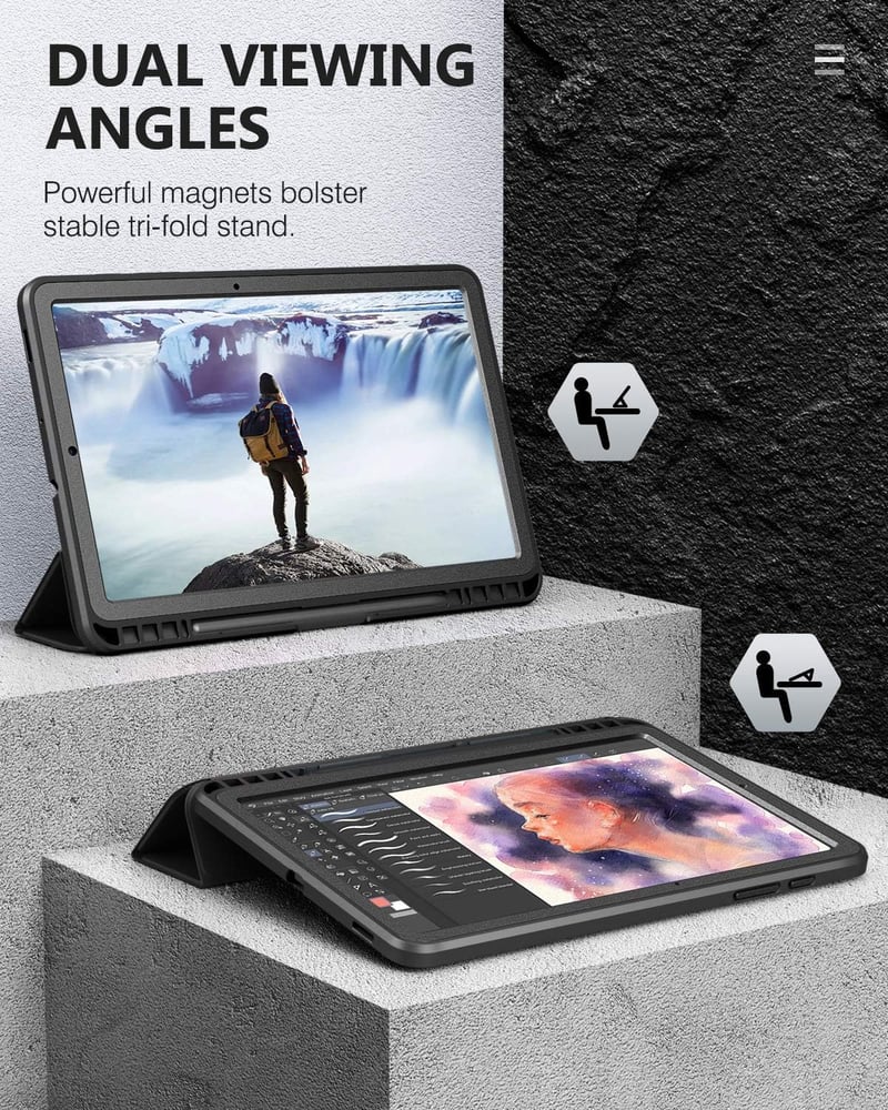 Samsung Galaxy Tab S6 Lite védőtok - MoKo 9H edzett üveg, állvány, stifttartó (fekete)