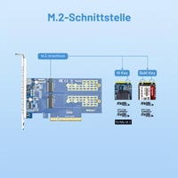 10Gtek duálna rozširujúca karta M.2 NVMe SSD – slot PCIe 3.0 x8 (M-Key), podpora pre 2x NVMe disk s bifurkáciou, vyžaduje podporu rozdelenia v systéme BIOS, pre stolné počítače 3