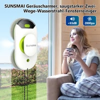 SUNSMAI S60-1A Mini Zöld Ablaktisztító Robot Kettős Permetezővel, 3800Pa Erős Tapadás, Elektromos Automata Ablaktisztító Vízpermetező Funkci 5