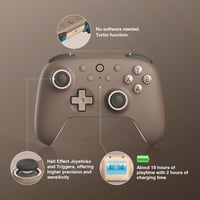 8bitdo Ultimate 2C Vezeték Nélküli Kontroller Windows PC és Android Eszközökhöz, Hall-Effekt Joystickkel, 1000 Hz-es Válaszidővel, Barna 2