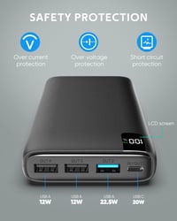 ADDTOP 26800mAh gyorstöltős powerbank LCD kijelzővel, 4 kimenettel 7