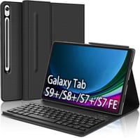 FOGARI Bluetooth Billentyűzet Samsung Galaxy Tab S9 Plus/S8 Plus/S7 FE/S7 Plus Tablethez - Fekete AZERTY Mágneses Védőtok 12,4" Készülékekhe 1
