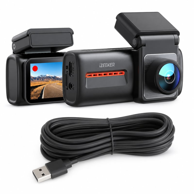 iZEEKER 4K+1080P auto kamera WiFi 6, 32 GB SD kartica, noćni vid, način rada za parkiranje — bez SD kartice (stanje: vidi 2. sliku)