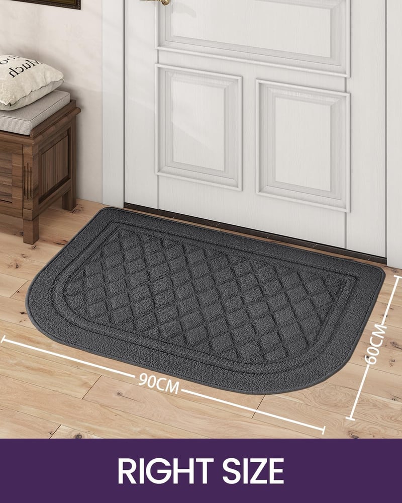 DEXI Szürke Csúszásmentes Lábtörlő 60x90cm - Kültéri/Beltéri Mosható Vízelnyelő Szennyfogó