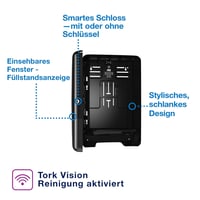 Tork Xpress H2 Papírkéztörlő Adagoló - Fekete Fali Kéztörlő Tartó Egyesével Adagolással, Elevation Design, Műanyag, Fürdőszobába, Mosdóba 3