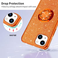 iPhone 13 Rosegold Csillogó Glitteres Gyűrűs Ütésálló Tok 8