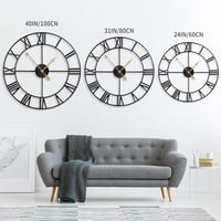 HAITANG 80 cm Nagyméretű Fekete Fali Óra - Modern Fém Kivitel, Római Számlappal, Csendes Járás, Nappali, Hálószoba, Konyha Dekorációhoz 4