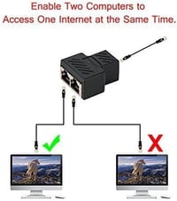 Arany RJ45 Ethernet Elosztó Adapter - Dupla Aljzatú HUB 2
