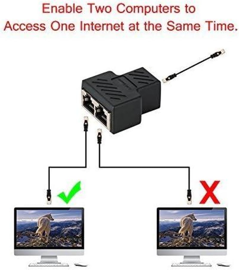 Arany RJ45 Ethernet Elosztó Adapter - Dupla Aljzatú HUB