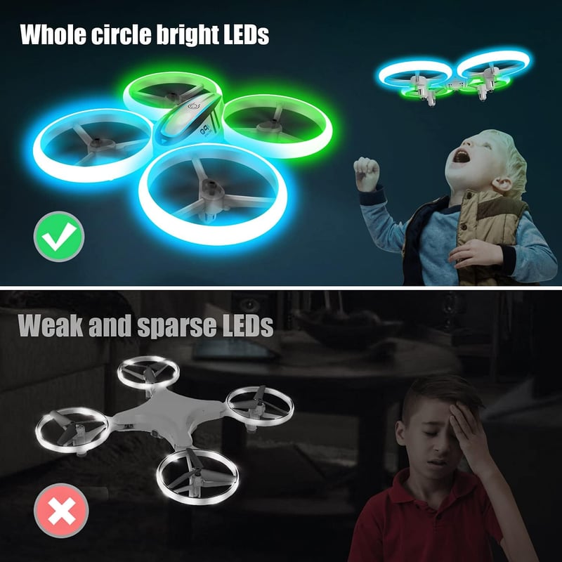 AVIALOGIC Q9s Gyerek RC Helikopter Drón Kék-Zöld Fényekkel, 360° Forgással, Magasságtartással és Headless Móddal - Tökéletes Ajándék Fiúknak