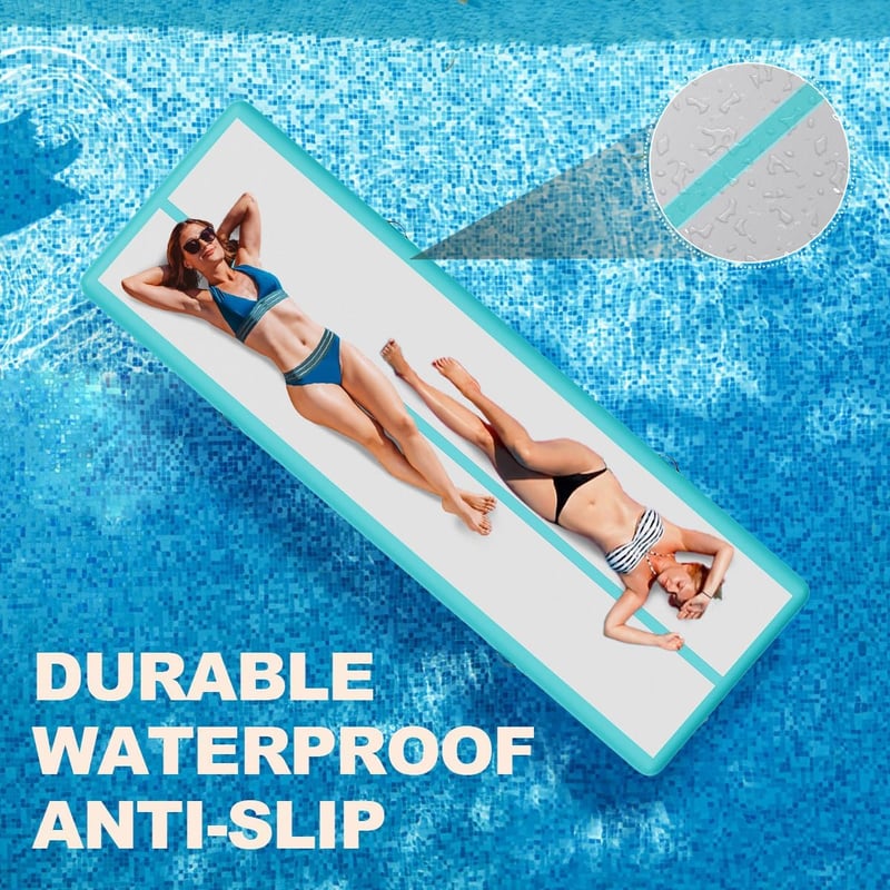 AirTrack felfújható tornamatrac 10cm, elektromos pumpával - 3m, zöld