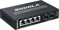 SODOLA 6 Portos 2.5G Menedzseletlen Ethernet Switch - 4x 2.5GBASE-T + 2x 10G SFP+ Port, 60Gbps Kapcsolási Kapacitás, Fali Rögzítésű Mini Hál 1