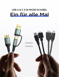 Samsung Galaxy kompatibilis AINOPE Micro USB 3.0 merevlemez-kábel 0,5m, USB-C és A csatlakozóval 5