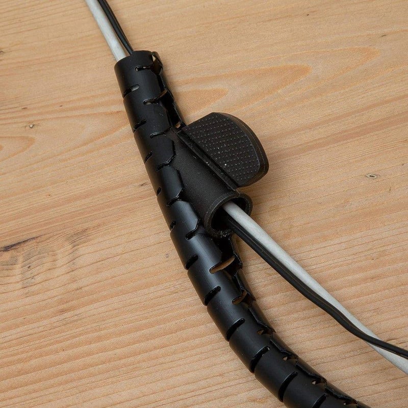 Fekete Spirál Kábelrendező Visszahúzható Segédlettel - Praktikus Kábelszervező