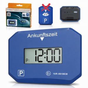 Technaxx TX-272 automatické digitálne parkovacie hodiny so snímačom pohybu — chýbajú čierne bodky na prednej strane (stav: pozri 2. obrázok)