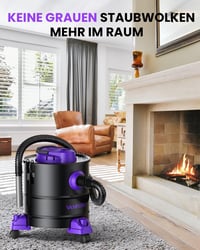 VANPORE 20L Hamuporszívó Kandallóhoz - 1200W Nagy Szívóerő, Görgős Talppal, Kandalló, Pellet Grill, Sütő és Tűzrakóhely Tisztításához (Lila) 6