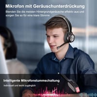 Beebang Vezeték Nélküli Headset, Mono Bluetooth 5.2 Mikrofonos Fejhallgató USB Adapterrel PC-hez, 30 Órás Üzemidő, Mac, Skype, Teams, Zoom K 4