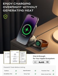 LISEN 3 az 1-ben MagSafe töltőállomás iPhone, Apple Watch és AirPods készülékekhez 5
