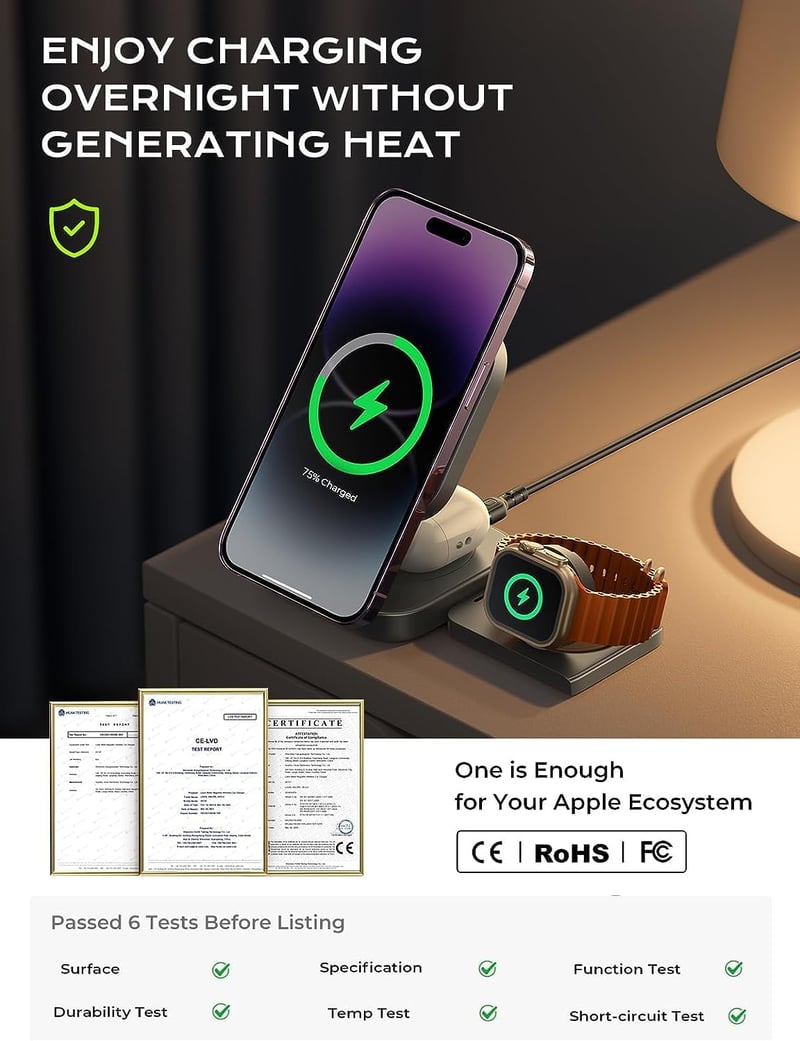 LISEN 3 az 1-ben MagSafe töltőállomás iPhone, Apple Watch és AirPods készülékekhez