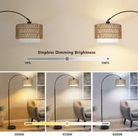 Rayofly Ívelt Állólámpa - Rattan Kettős Lámpaernyővel, Távirányítóval és LED Izzóval, Alkalmazásvezérléssel, Boho Stílusú Vintage Világítás  2