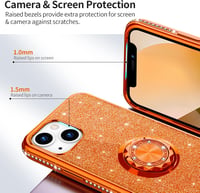 iPhone 13 Rosegold Csillogó Glitteres Gyűrűs Ütésálló Tok 4
